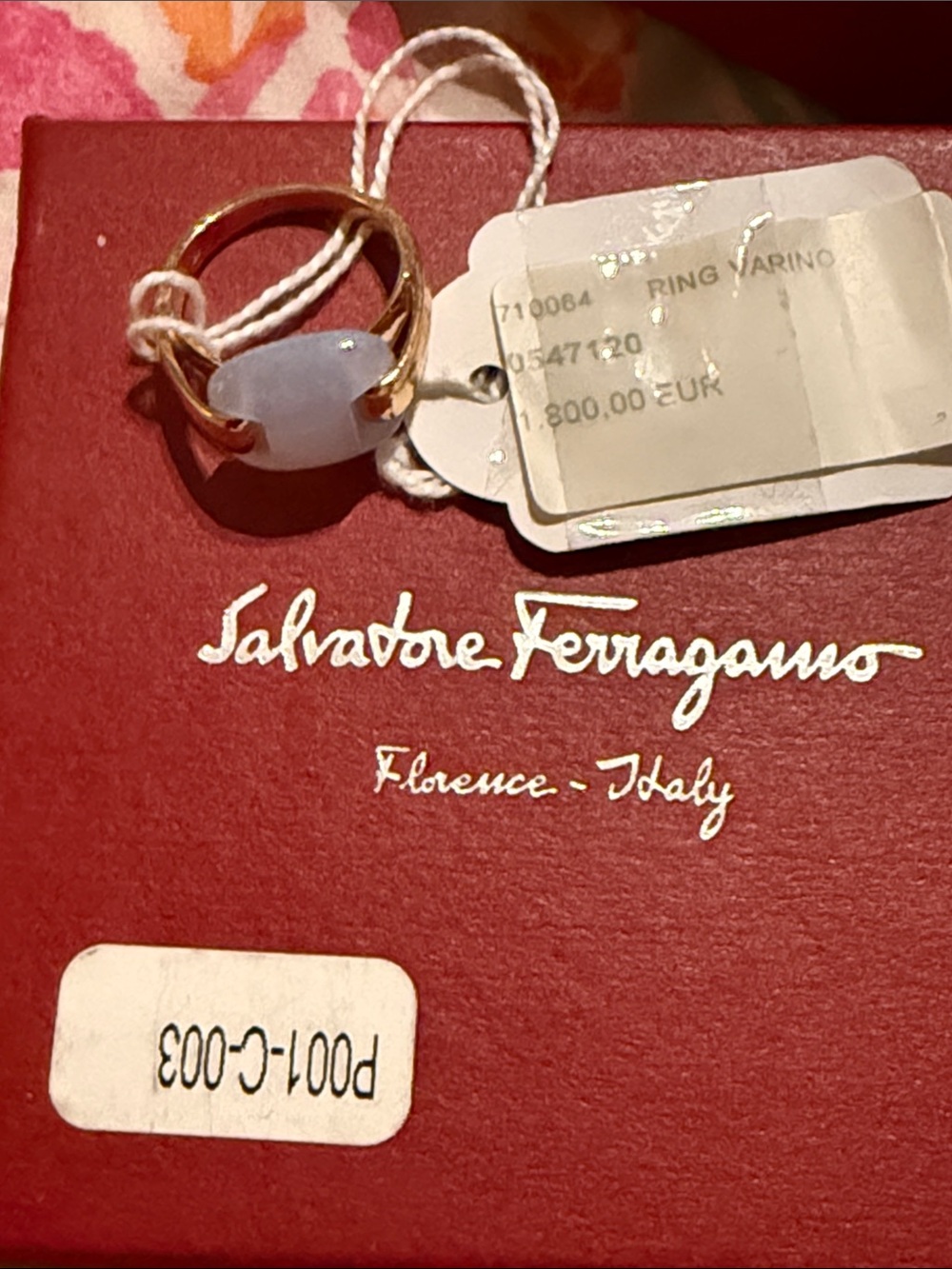 Salvatore Ferragamo 14K Rose Gold Ring with Pale Lavender Stone Size 7